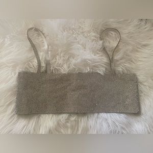 White Fox Rhinestone Crop